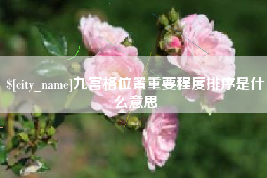 黑龙江九宫格位置重要程度排序是什么意思